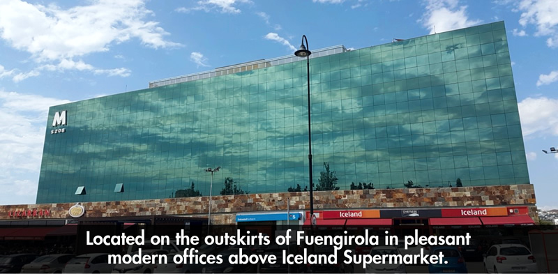 Located on the outskirts of Fuengirola in pleasant 
                modern offices above Iceland Supermarket