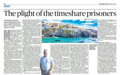 The plight of timeshare prisoners freed by ECC as featured in the Sunday Times