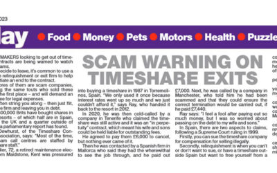 THE SUN ON SUNDAY – Scam warning on timeshare exits